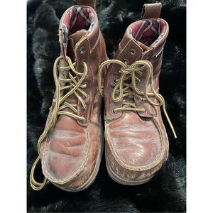 LEMS Boulder Boot Leather Russet Brown  Plaid Lined